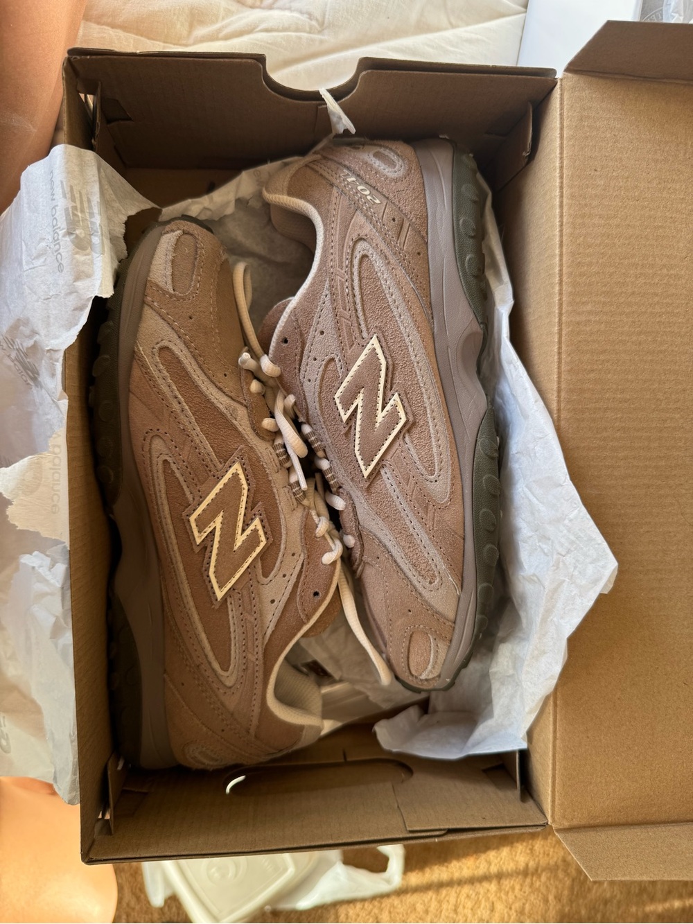 New Balance Men's Suede Sneakers in Taupe Brown